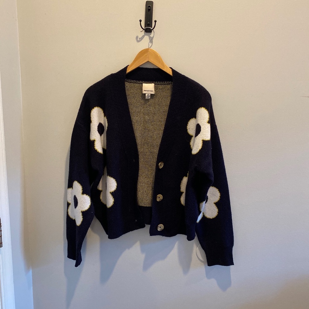 Industry Floral Cropped Cardigan